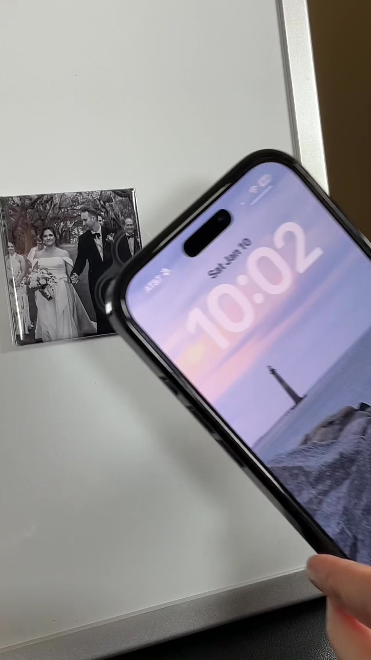 NFC photo magnet opening a Spotify song when tapped